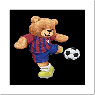 CUTE BEAR PLAY SOCCER Posters and Art